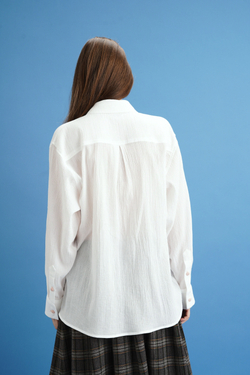 Рубашка классического кроя, белый батист-креп