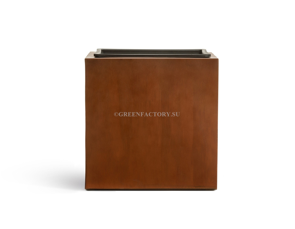 Кашпо TREEZ Effectory - серия Corten Steel - Высокий куб - Кортеновская сталь - Бархатистая окись
