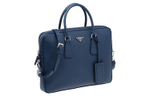 PRADA Saffiano Leather Briefcase Men"s Blue