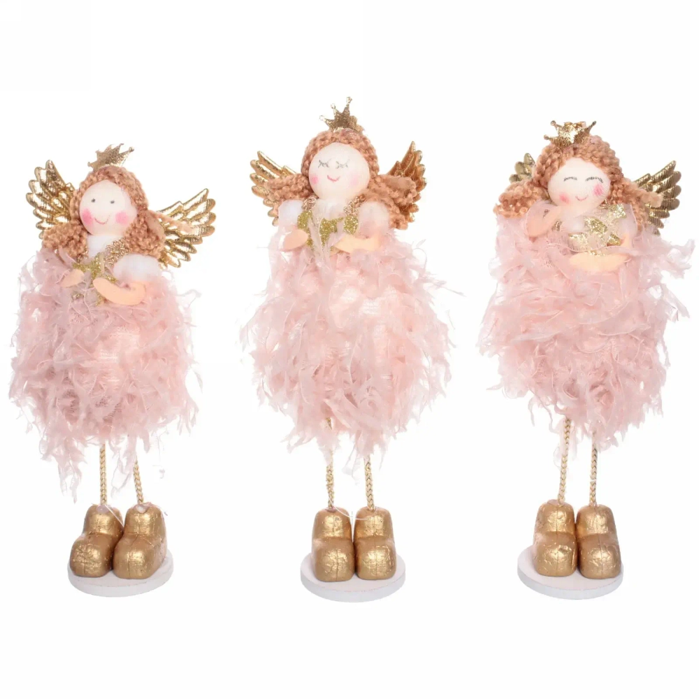 Фигурка новогодняя «Ангел с крыльями» 17 см, розовый