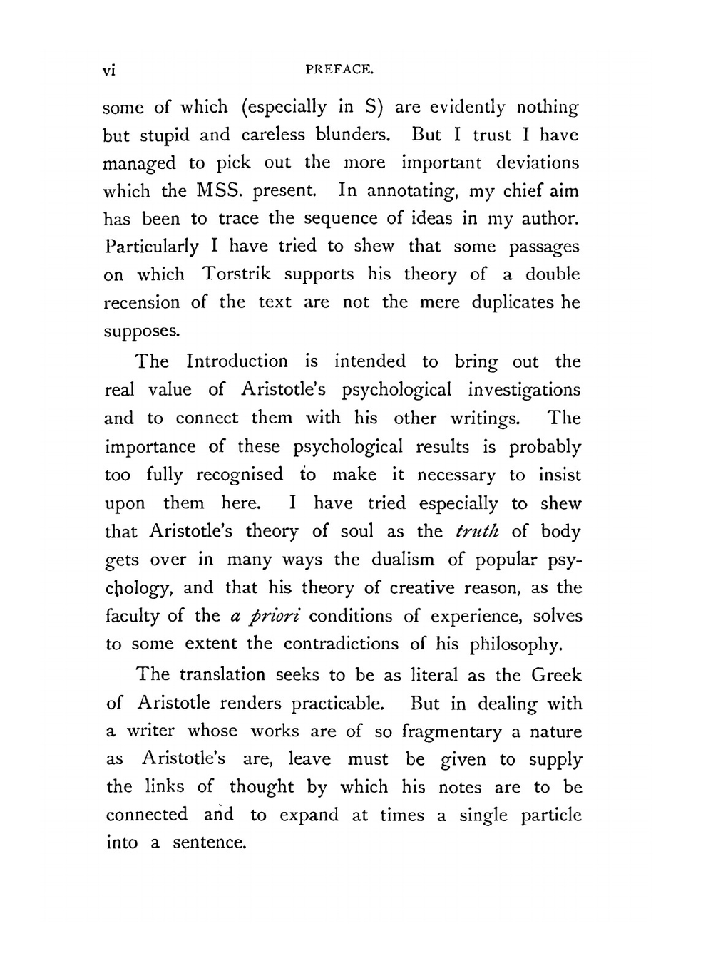 Peri psyches. Aristotle's psychology. In Greek and English, with introduction and notes | Wallace Aristotle