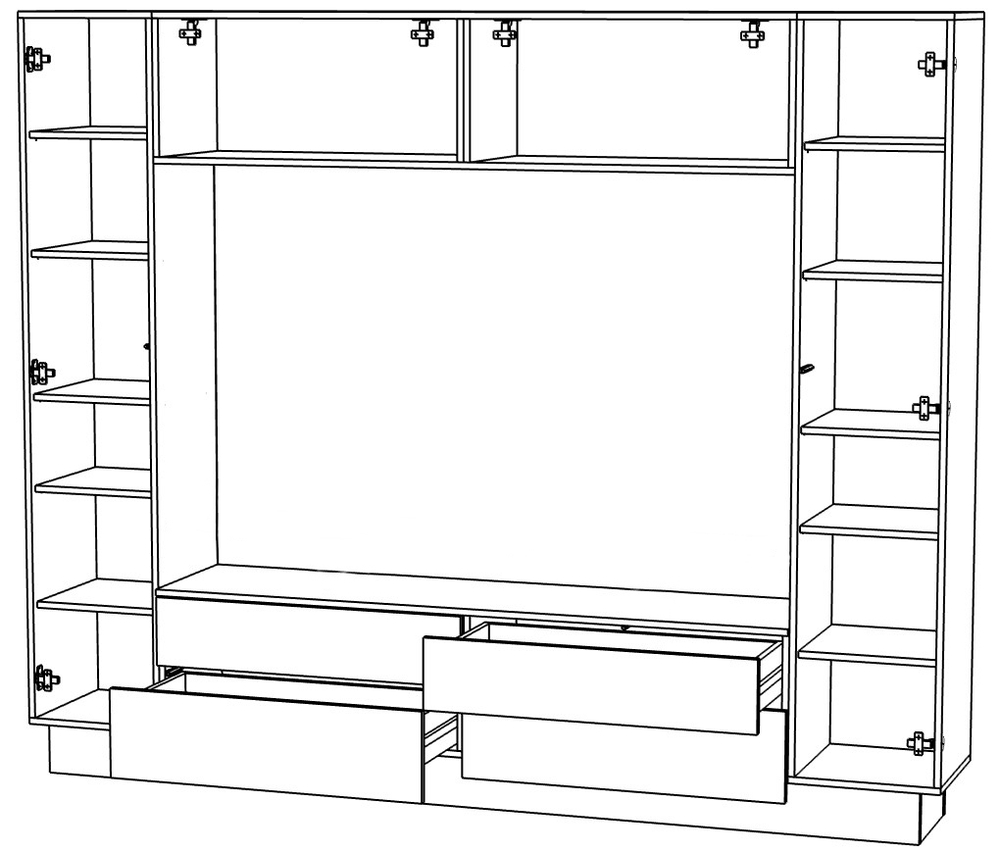 Гостиная Купертино МДФ (белая) 240*39*195 см, Белый, Белый Фасадный   Фиеста