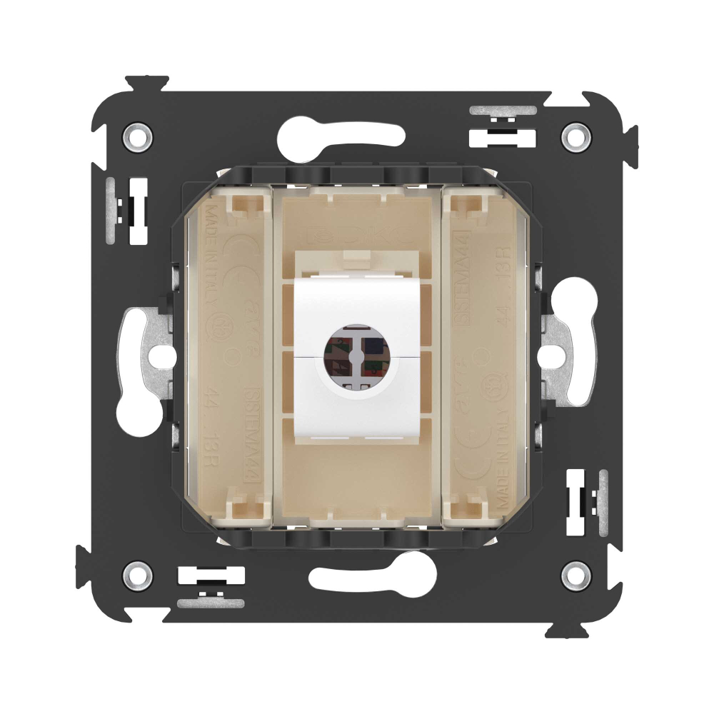 Компьютерная розетка RJ-45 без шторки в стену, кат.5е одинарная, "Avanti", "Ванильная дымка"