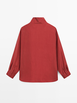 Massimo Dutti Рубашка из 100% шелка с пуговицами, темно-розовый