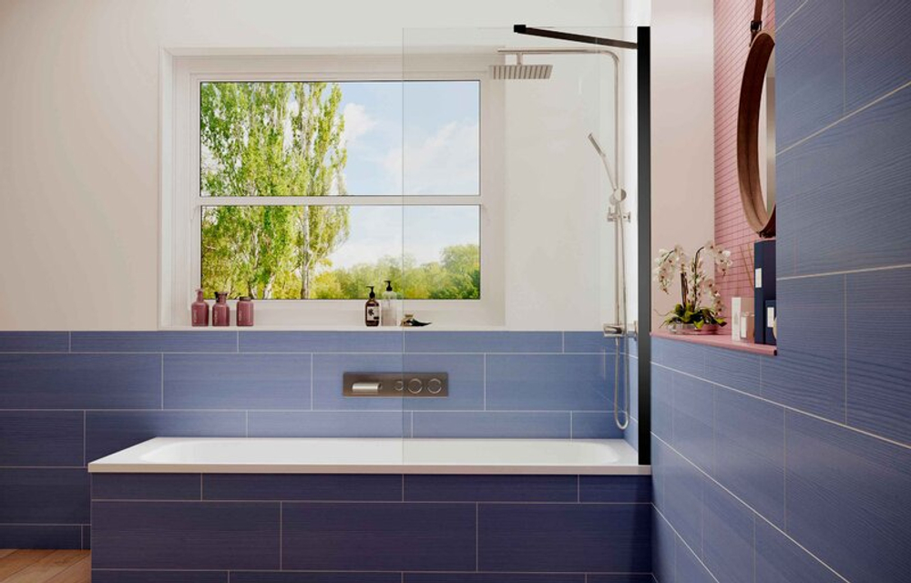 Шторка для ванны Ambassador Bath Screens 16041207 (80х140) черный,стекло прозрачное,неподвижное,1 место