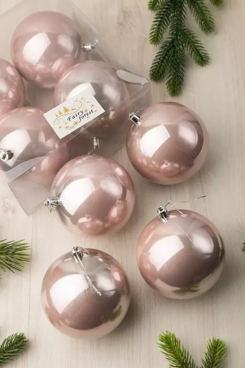 Набор новогодних шаров (4 шт) - перламутр