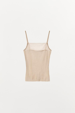 ZARA ТОП НА БРЕТЕЛЯХ SOFT, ЦВЕТ РОЗОВОГО ДЕРЕВА