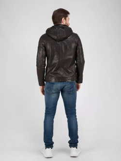 Куртка кожаная натуральная с капюшоном