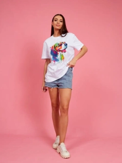 Футболка оверсайз с принтом собакой Бигль Корги Хаски