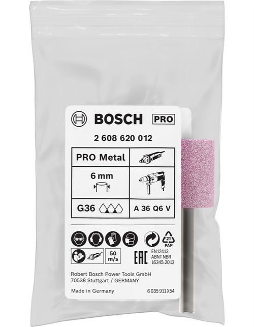 Шарошка абразивная 20х26 мм 6 мм BOSCH 2608620012
