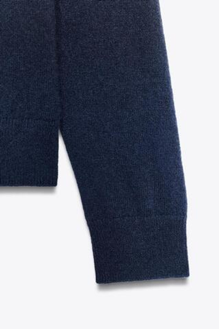 ZARA ДЖЕМПЕР ИЗ 100% КАШЕМИРА С ДЛИННЫМИ РУКАВАМИ, ЧЕРНИЛЬНО-СИНИЙ
