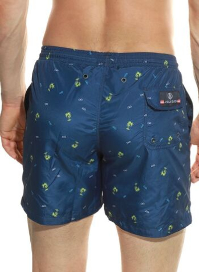 Мужские пляжные шорты с принтом в виде пальм (Размер: XXL) (Цвет: синий)