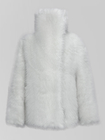 Полушубок Hestovrviio ММ833-6 однотонный пушистый c широким воротником
