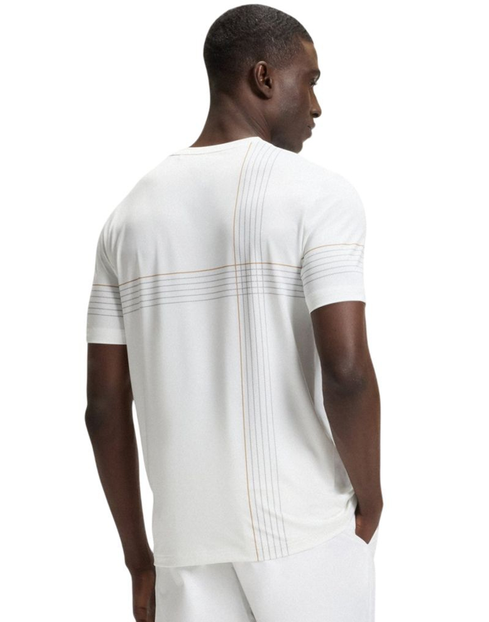 Мужская теннисная футболка BOSS Check Pro TOC Slim - bright white