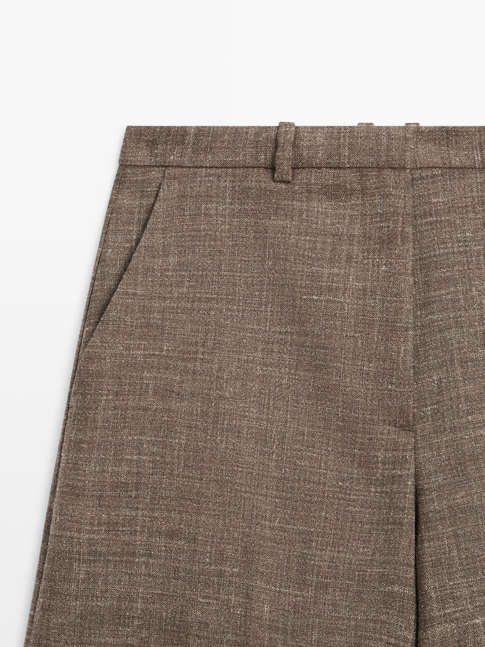 Massimo Dutti Широкие объемные брюки из шерстяной смеси, серо-коричневый