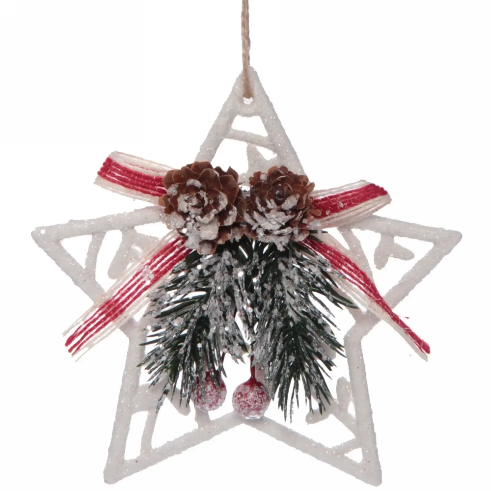 Подвеска елочная БЛЕСК «Звезда» 11,5 см, Белый