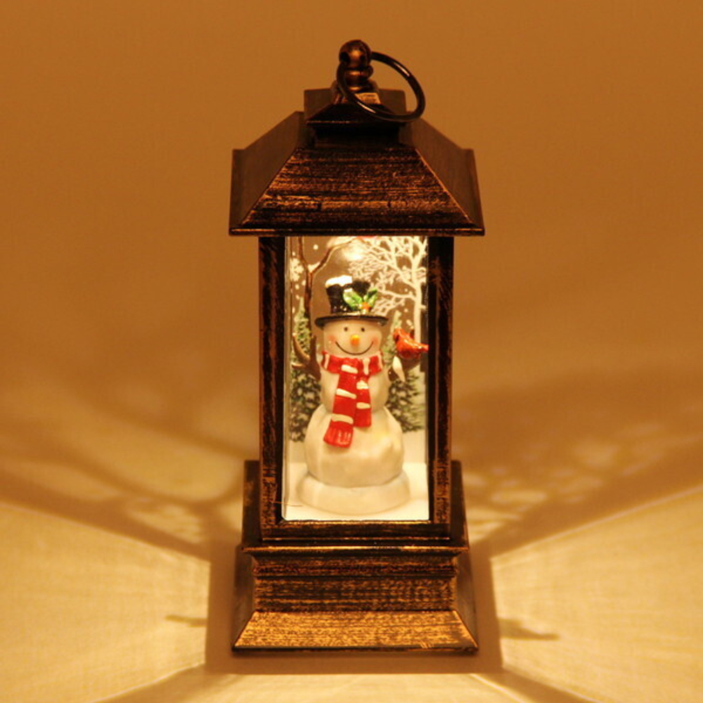 Сувенир с подсветкой «Фонарь с весёлым снеговиком» 5,3*5,3*12,5 см