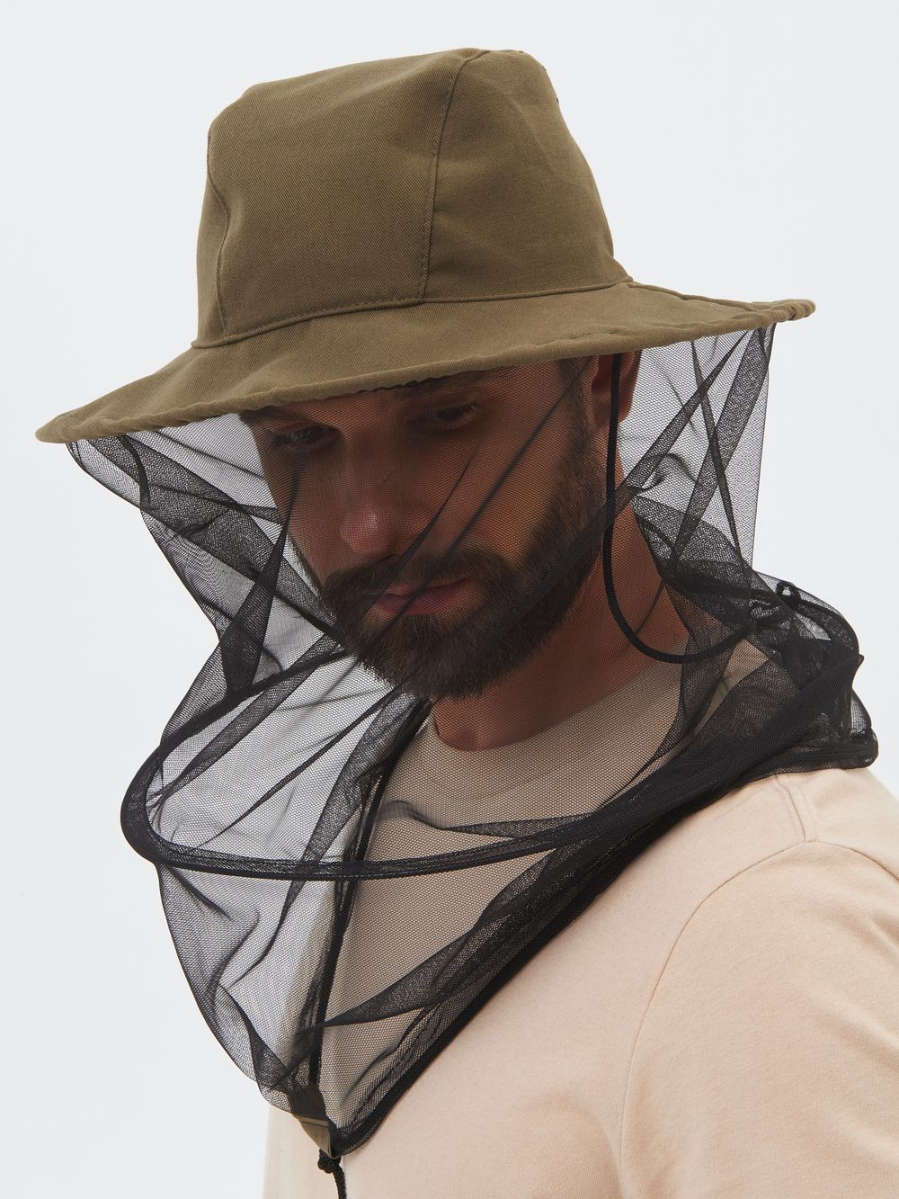 Панама-накомарник с кольцом Антигнус ткань Смесовая цвет Хаки