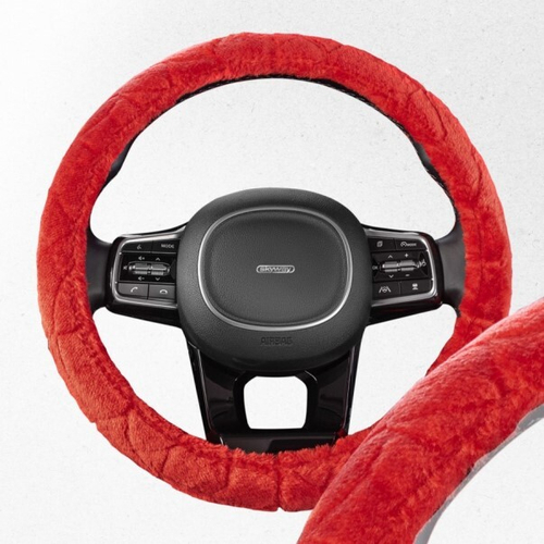 Оплетка руля M 37-38 см иск. мех  Arctic-2  красная (SKYWAY)