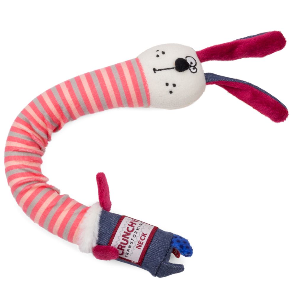 Gigwi CRUNCHY NECK игрушка для собак заяц с хрустящей шеей и пищалкой 28 см