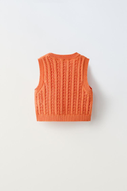 ZARA ТОП ИЗ КРУЖЕВА КРОШЕ, ОРАНЖЕВЫЙ