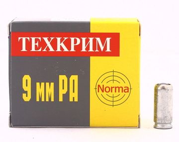 Патроны "Техкрим" Norma  с резиновой пулей кал. 9 мм РА