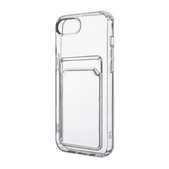 Силиконовый чехол с визитницей - кармашком для карт Clear Card для iPhone 7, 8, SE 2020, SE 2022 (Прозрачный)
