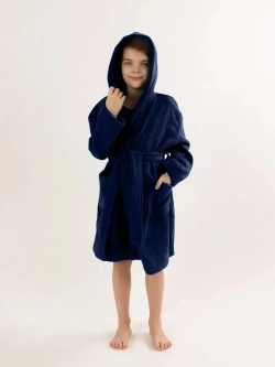 Халат детский махровый "Элит" с капюшоном, цвет: 761-Темно-синий