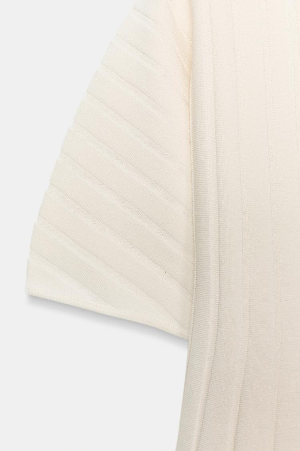 ZARA ТОП В РУБЧИК С ОБЪЕМНЫМИ РУКАВАМИ, ЭКРЮ