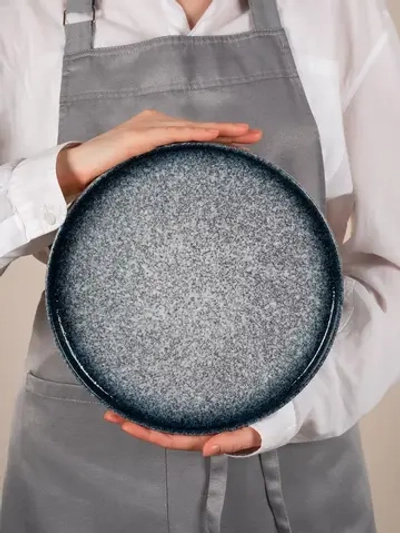 Набор посуды 2 тарелки плоские синие с бортиком 26 см