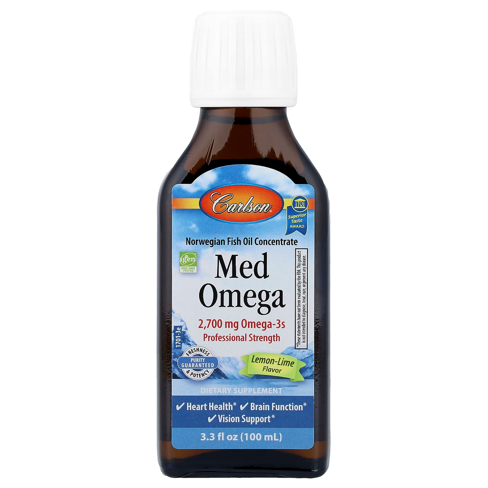 Carlson, Med Omega, со вкусом лимона и лайма, 100 мл (3,3 жидк. унции)