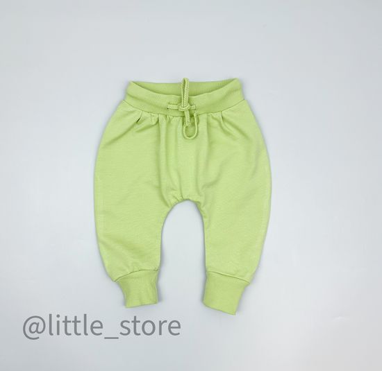 Брючки из футера "Летние цветы" сочный лайм