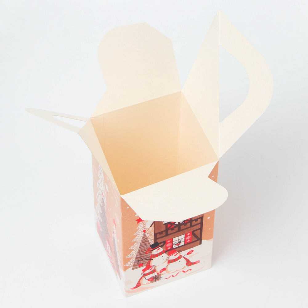 Подарочная коробка Новогодняя Четырехгранка большая «Елочки», для сладких подарков,10×10×18 см, 1065