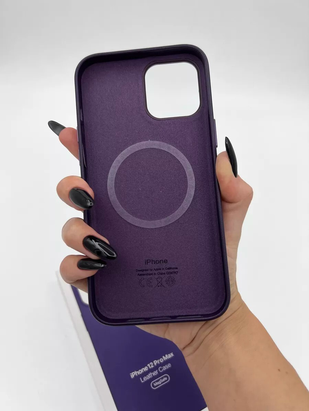 Кожаный чехол Leather Case iPhone 12 Pro Max, Dark Cherry
