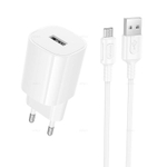 Сетевой адаптер питания BOROFONE BA101A 1USB 2.1A + кабель Micro (белый)