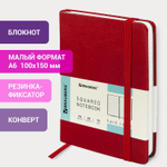 Блокнот малый (100x150 мм) А6 BRAUBERG "Metropolis Special" под кожу 80 л. клетка бордовый (4 штуки в упаковке)