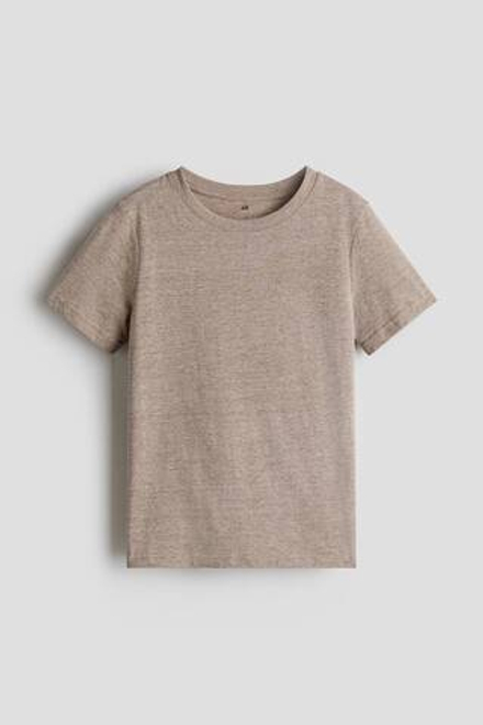 H&M Футболка из хлопка, бежевый меланж
