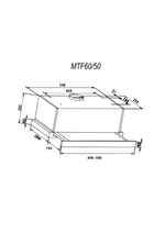 Кухонная вытяжка MACBI встраиваемая MTF 60-3-Fblack 800м3/ч Черная/черный фильтр (планка: акрил)