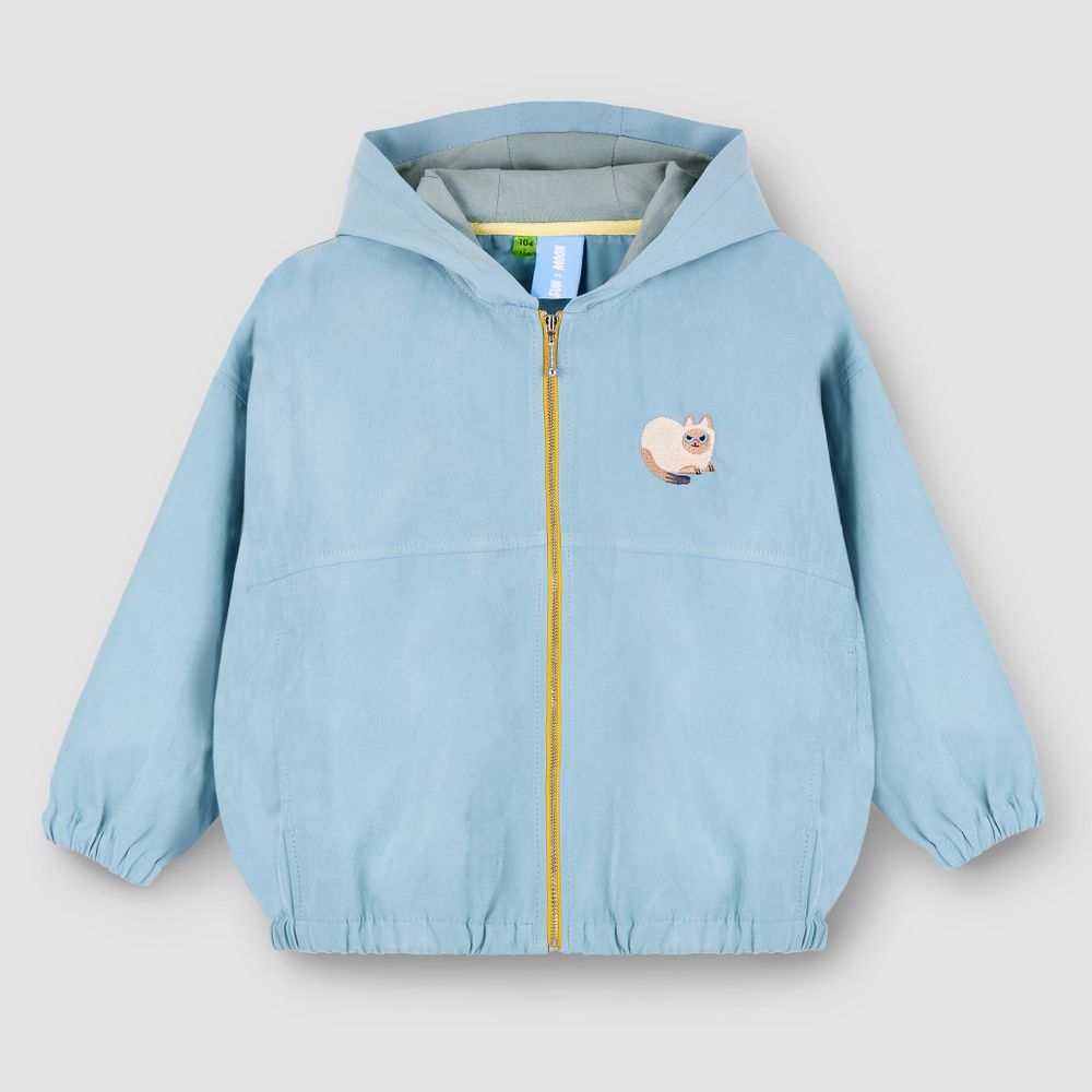 Ветровка цвета полыни с вышивкой "Сиамский кот"