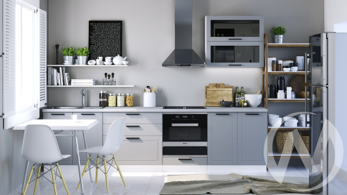 Кухня "Глетчер" (Гейнсборо силк/корпус белый)