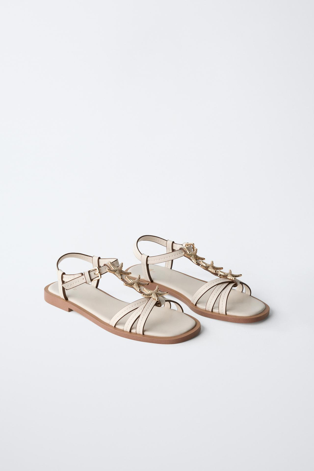 ZARA БОСОНОЖКИ «ЗВЕЗДЫ», ЭКРЮ