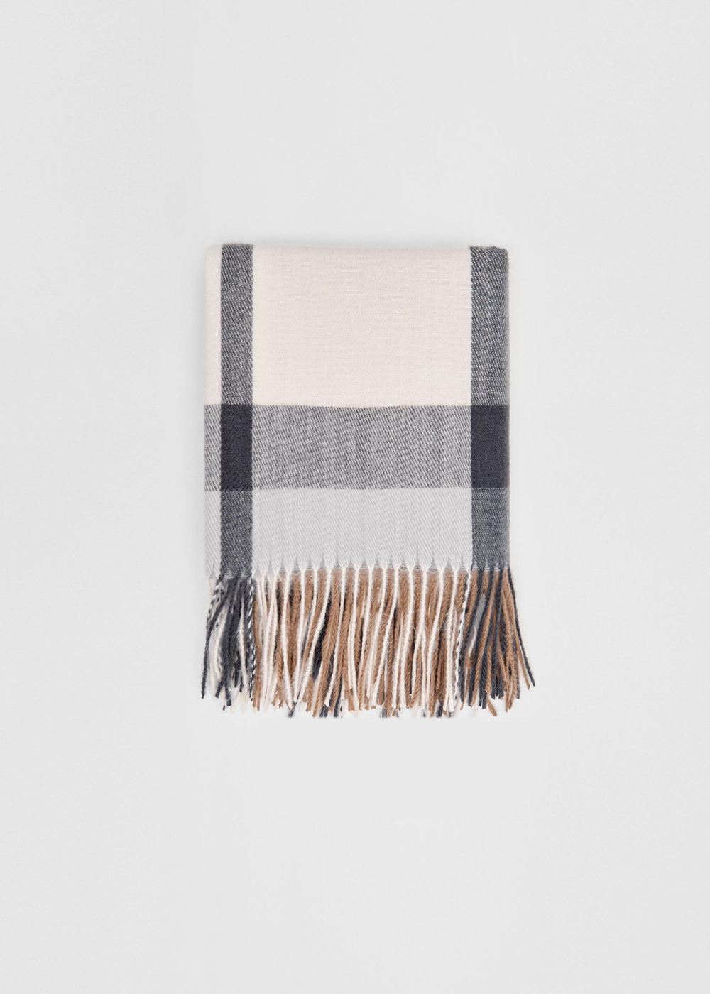 STRADIVARIUS Клетчатый шарф с бахромой, черный