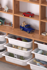 Стеллаж ALMINA с 9 выдвижными ящиками - сосна