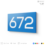 Номер на дверь 672, табличка на дверь для офиса, квартиры, кабинета, аудитории, склада, голубая 120х70 мм, Айдентика Технолоджи