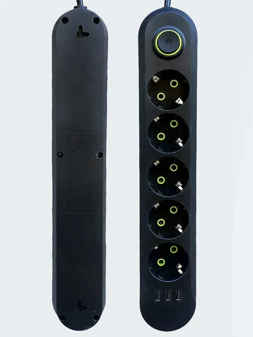 Удлинитель сетевой фильтр 10 метров 4 розетки 3 USB Черный