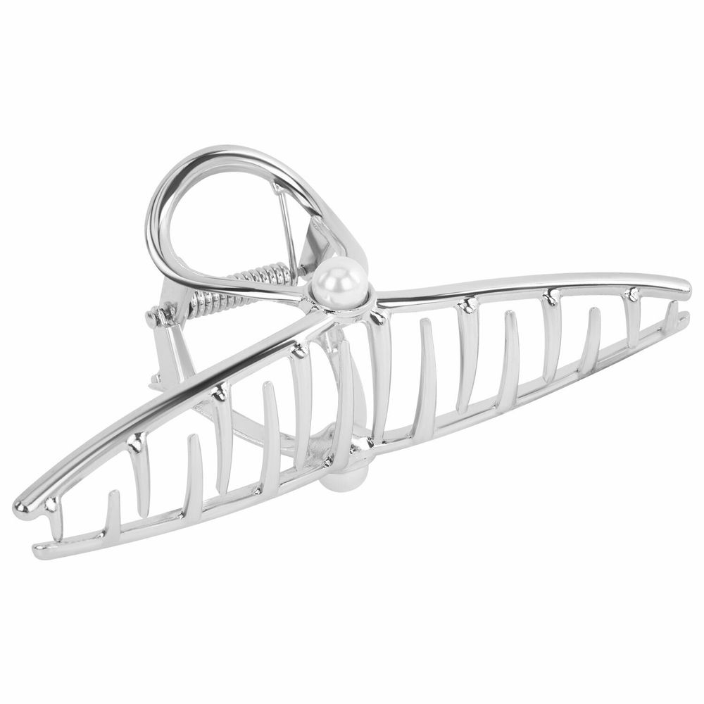 Краб для волос 11 см, с жемчужинкой, серебристый, MONTE VITA, 457017