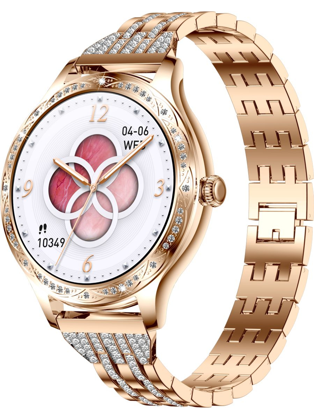 Смарт часы PARASMART Helenia AK60 (блочный браслет со стразами, золотистый)