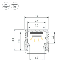 Профиль SL-MINI-10-3000 ANOD (Arlight, Алюминий) 064305