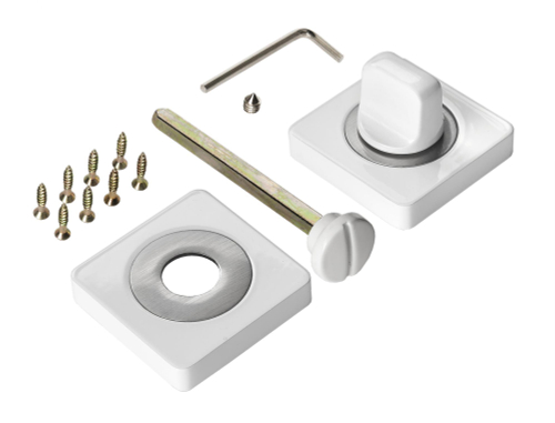 Завертка квадрат Ренц INBK 02 SW/SN, цвет супер белый/никель матовый к ручкам Франко (гарантия - 12 месяцев)