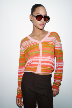 ZARA БРЮКИ FLARE С БОКОВЫМИ ШВАМИ, КОРИЧНЕВЫЙ